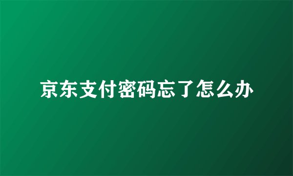 京东支付密码忘了怎么办