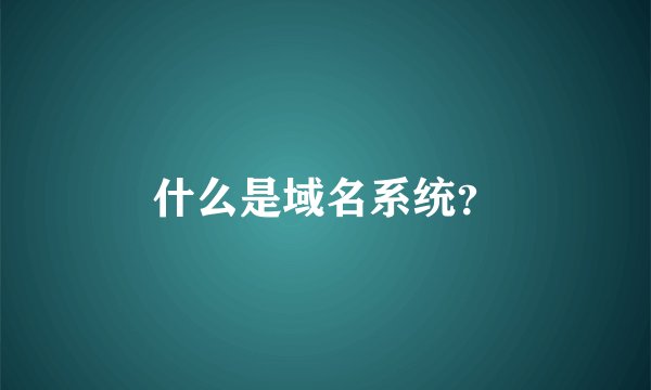 什么是域名系统？