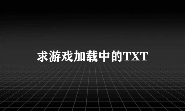 求游戏加载中的TXT