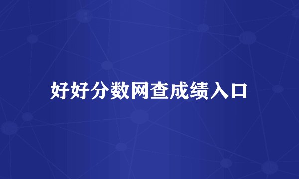 好好分数网查成绩入口