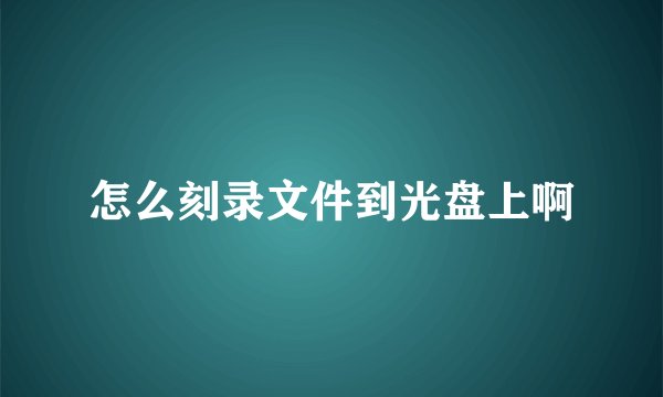 怎么刻录文件到光盘上啊