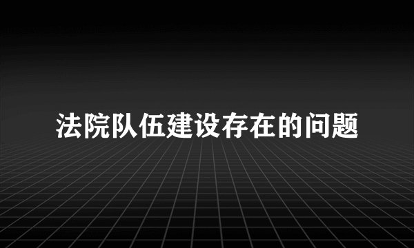 法院队伍建设存在的问题