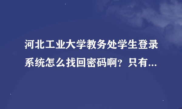 河北工业大学教务处学生登录系统怎么找回密码啊？只有登录和重置，其他找不到啊
