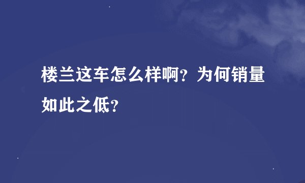 楼兰这车怎么样啊？为何销量如此之低？