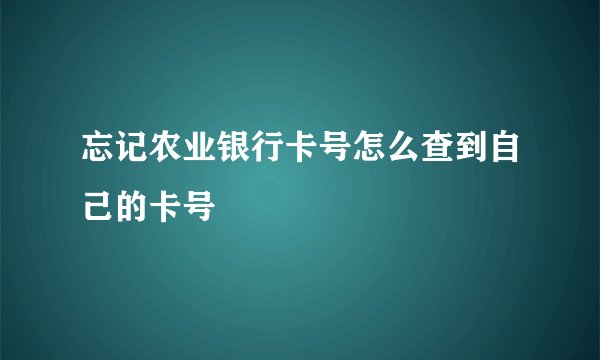 忘记农业银行卡号怎么查到自己的卡号