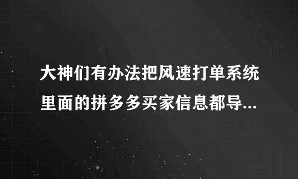 大神们有办法把风速打单系统里面的拼多多买家信息都导出来吗？