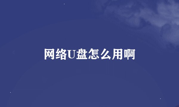 网络U盘怎么用啊