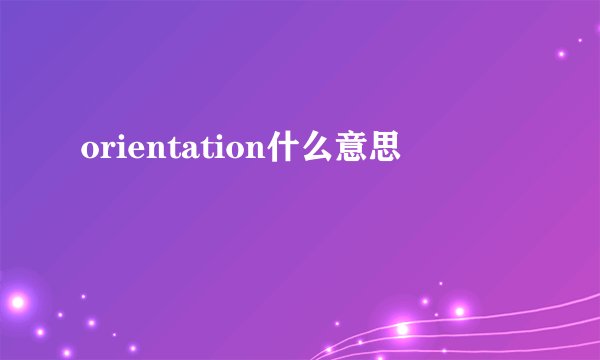 orientation什么意思