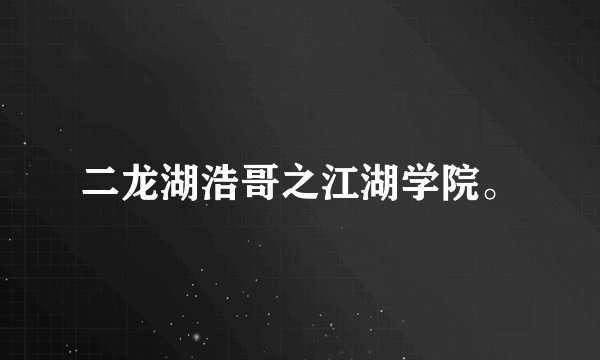 二龙湖浩哥之江湖学院。