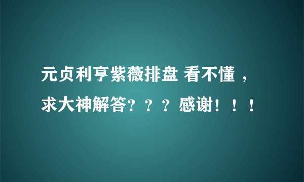 元贞利亨紫薇排盘 看不懂 ，求大神解答？？？感谢！！！