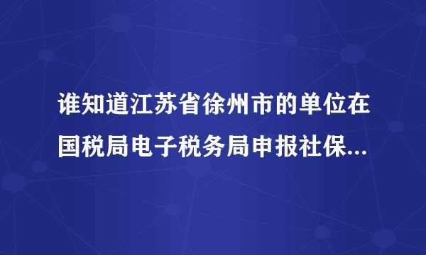 谁知道江苏省徐州市的单位在国税局电子税务局申报社保和社保缴费步骤？麻烦详细告知一下！谢谢
