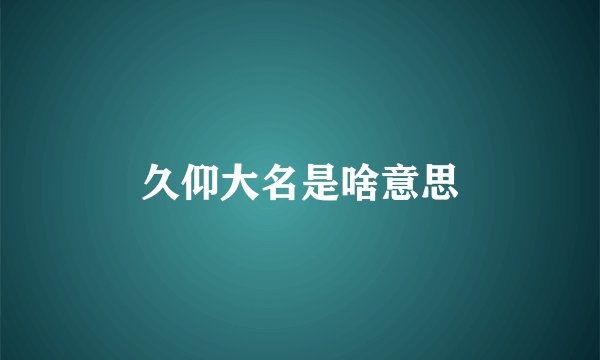 久仰大名是啥意思