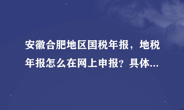 安徽合肥地区国税年报，地税年报怎么在网上申报？具体流程是什么？截止日期？