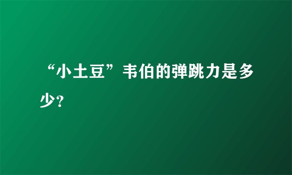 “小土豆”韦伯的弹跳力是多少？
