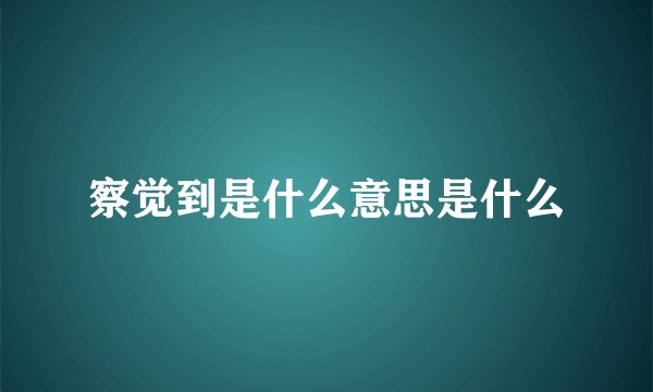 察觉到是什么意思是什么