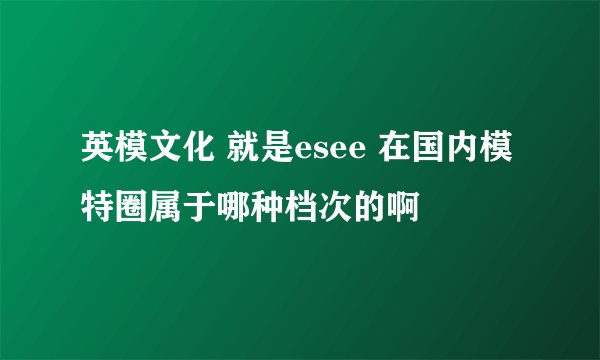 英模文化 就是esee 在国内模特圈属于哪种档次的啊