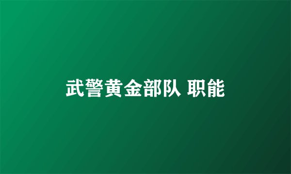 武警黄金部队 职能