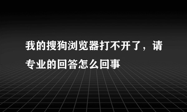 我的搜狗浏览器打不开了，请专业的回答怎么回事