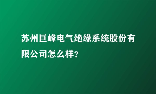 苏州巨峰电气绝缘系统股份有限公司怎么样？