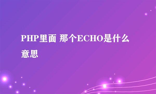 PHP里面 那个ECHO是什么意思