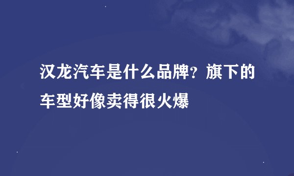 汉龙汽车是什么品牌？旗下的车型好像卖得很火爆