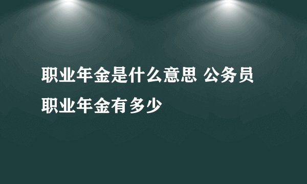 职业年金是什么意思 公务员职业年金有多少