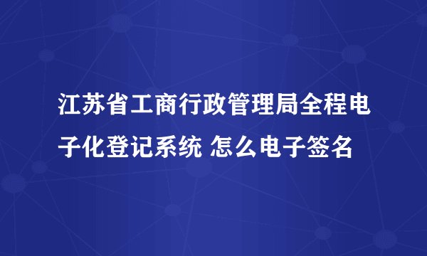 江苏省工商行政管理局全程电子化登记系统 怎么电子签名