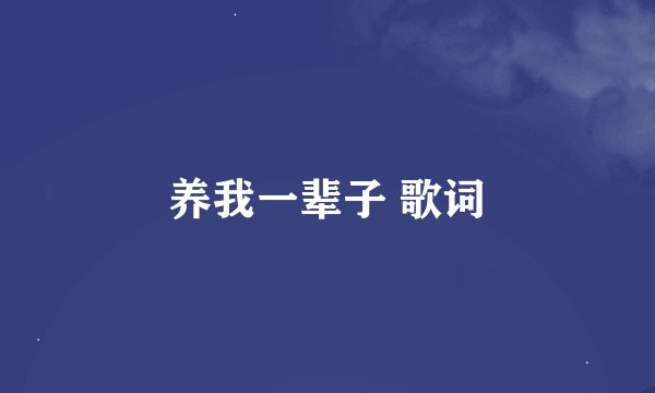 养我一辈子 歌词
