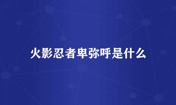 火影忍者卑弥呼是什么