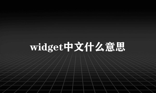 widget中文什么意思