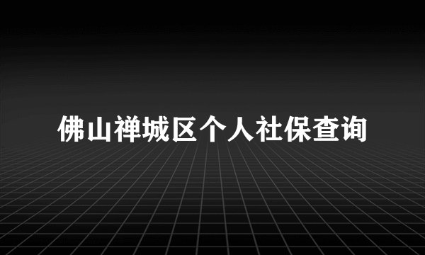 佛山禅城区个人社保查询