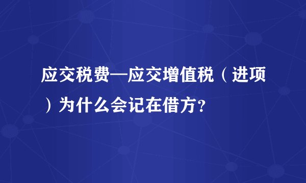 应交税费—应交增值税（进项）为什么会记在借方？