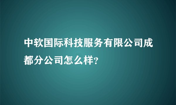 中软国际科技服务有限公司成都分公司怎么样？