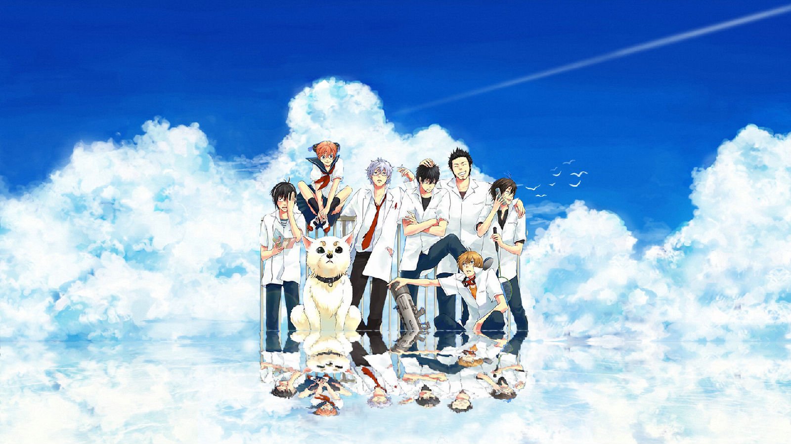 求一张银魂高清电脑壁纸~（万事屋一家的一张照片）