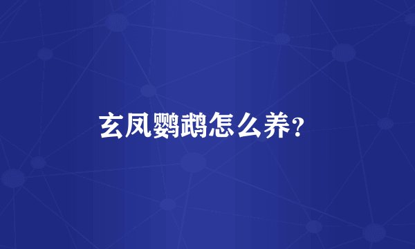 玄凤鹦鹉怎么养？