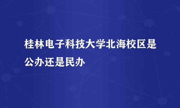 桂林电子科技大学北海校区是公办还是民办