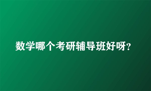 数学哪个考研辅导班好呀？