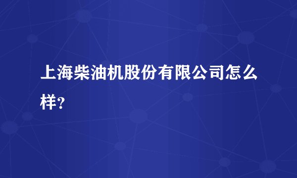 上海柴油机股份有限公司怎么样？