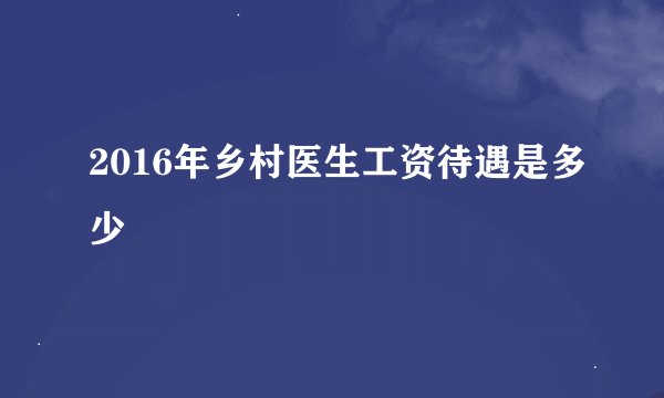 2016年乡村医生工资待遇是多少