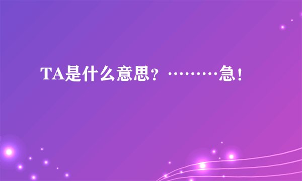 TA是什么意思？………急！