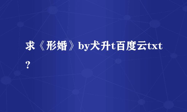 求《形婚》by犬升t百度云txt？