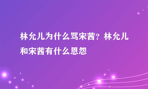 林允儿为什么骂宋茜？林允儿和宋茜有什么恩怨
