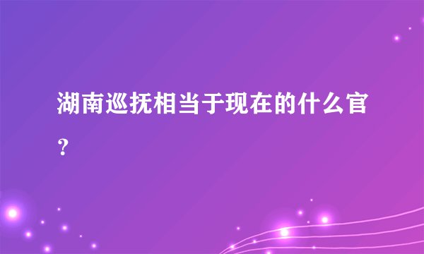 湖南巡抚相当于现在的什么官？