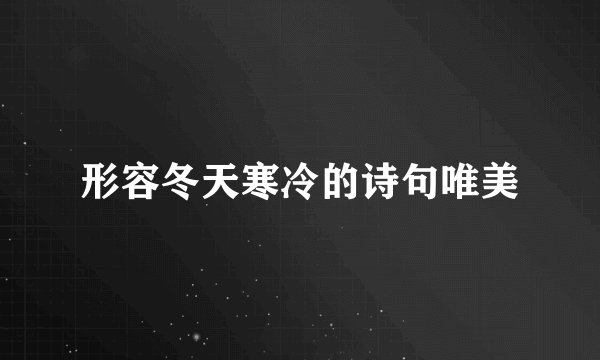 形容冬天寒冷的诗句唯美
