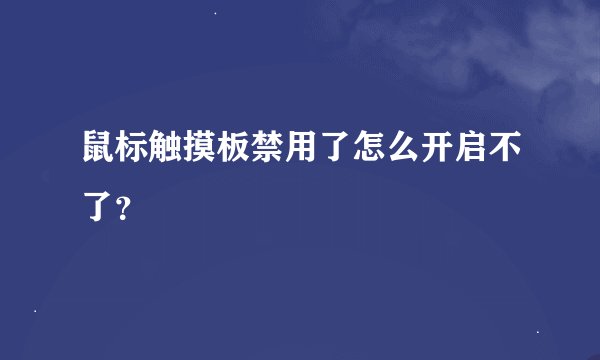 鼠标触摸板禁用了怎么开启不了？