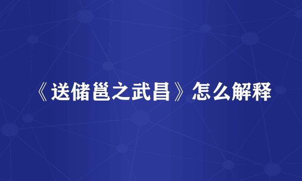 《送储邕之武昌》怎么解释