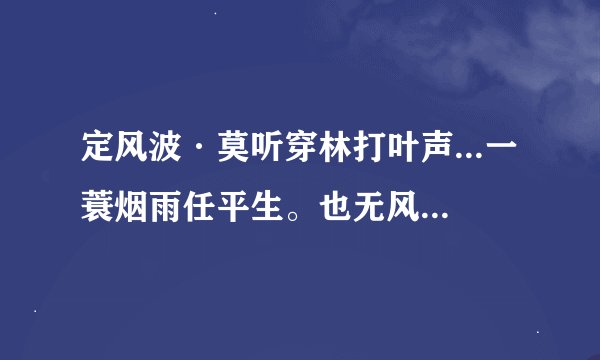 定风波·莫听穿林打叶声...一蓑烟雨任平生。也无风雨也无晴。感受到作者怎样的情怀