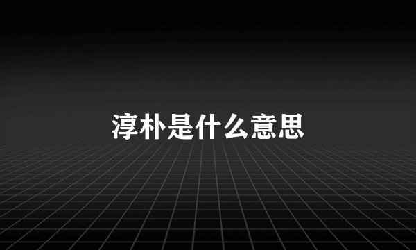 淳朴是什么意思