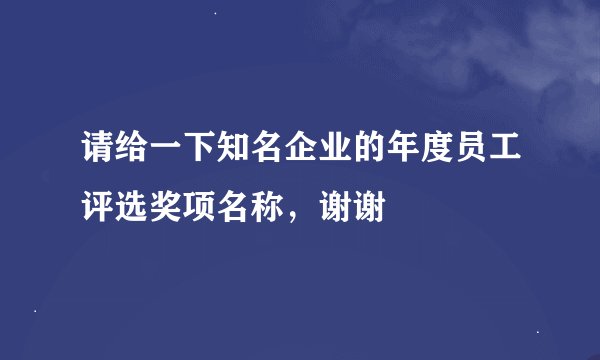 请给一下知名企业的年度员工评选奖项名称，谢谢
