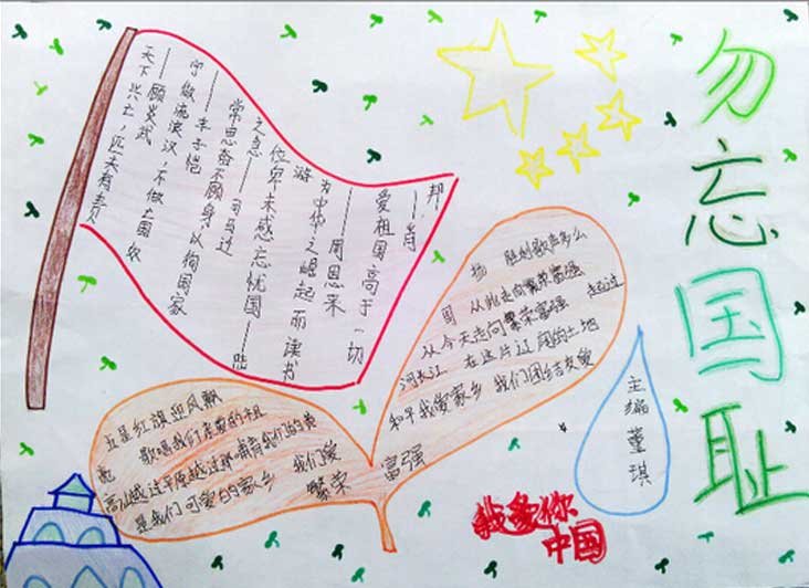 勿忘国耻爱我中华手抄报